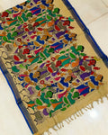 Indiehaat | Mangalagiri Silk Handpainted Red Dupatta