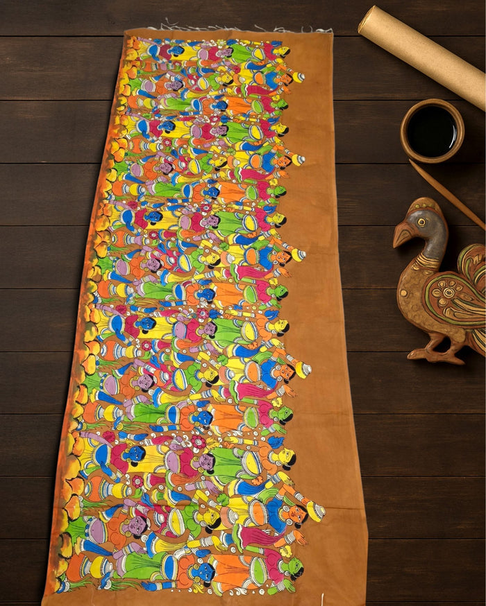 Indiehaat | Mangalagiri Handpainted Dupatta Brown