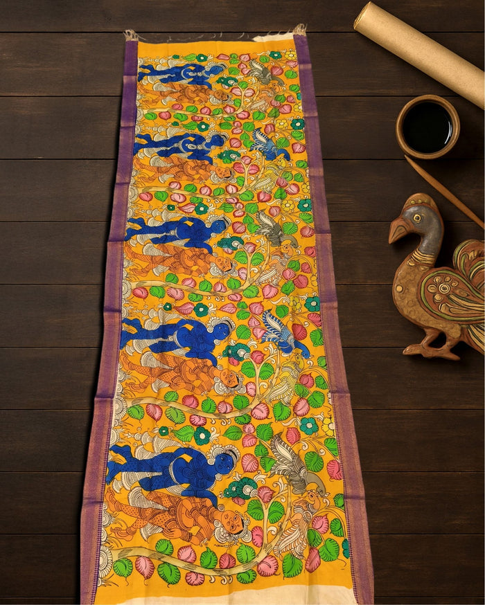 Indiehaat | Mangalagiri Handpainted Dupatta Multicolor