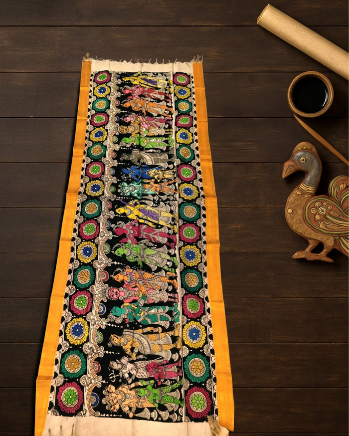 Indiehaat | Mangalagiri Handpainted Dupatta Multicolor