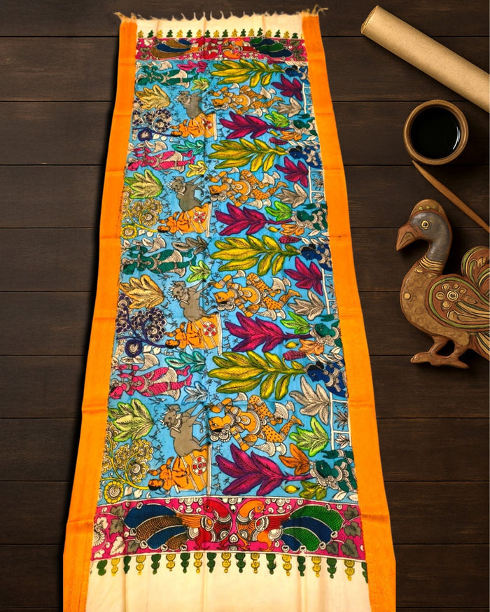 Indiehaat | Mangalagiri Handpainted Dupatta Multicolor