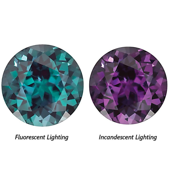 Teardrop Alexandrite Necklace in 14K Rose Gold Vermeil showcasing lab-grown alexandrite's color change from teal under fluorescent light to purple under incandescent light by Aquamarise.