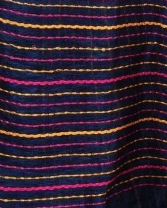 Thoughtful Pure Linen Kantha Work Saree Resolution Blue