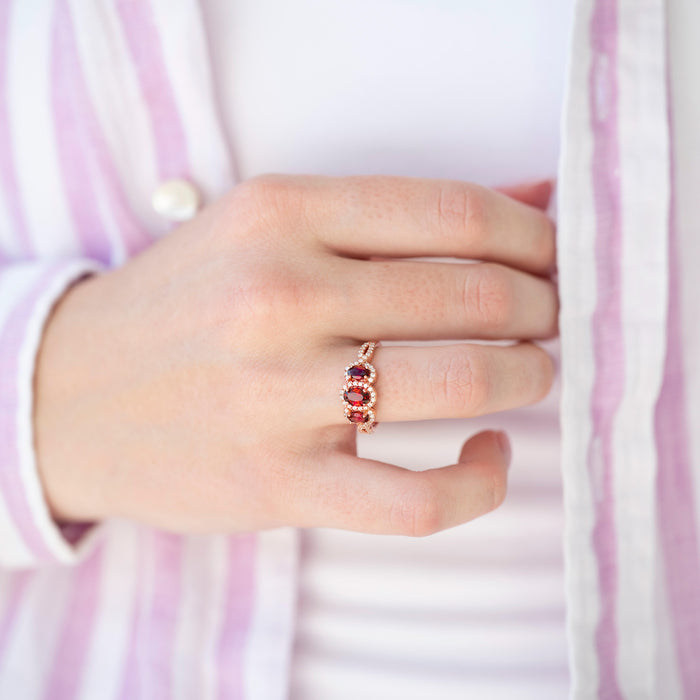 Unique natural garnet engagement ring by Aquamarise