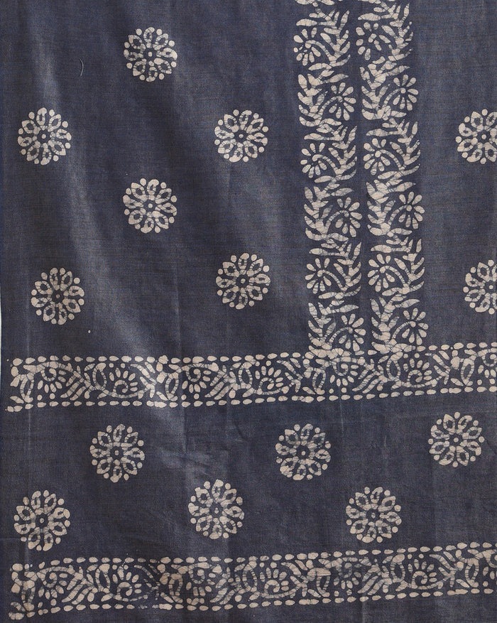 Timeless Khadi Cotton Wax Batik Hand Dyed Blue Suit (T+B+D)