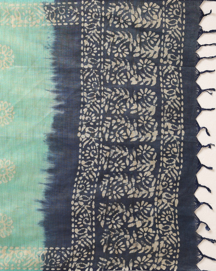 Timeless Khadi Cotton Wax Batik Hand Dyed Blue Suit (T+B+D)