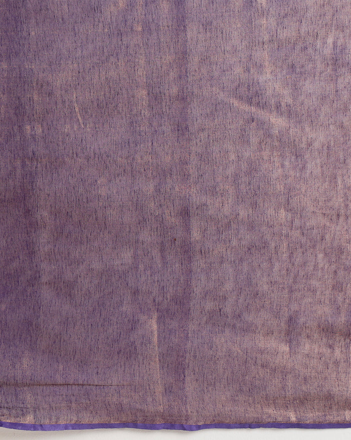 Tissue Linen Purple Saree Gold Shimmer Pallu