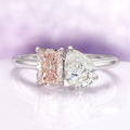 Toi Et Moi Morganite and Simulated Diamond Ring in Sterling Silver features a radiant rectangular morganite paired with a pear-shaped simulated diamond on a polished 925 sterling silver band by Aquamarise, part of Sterling Silver Rings and Fantasy-Inspired Engagement Rings collections.