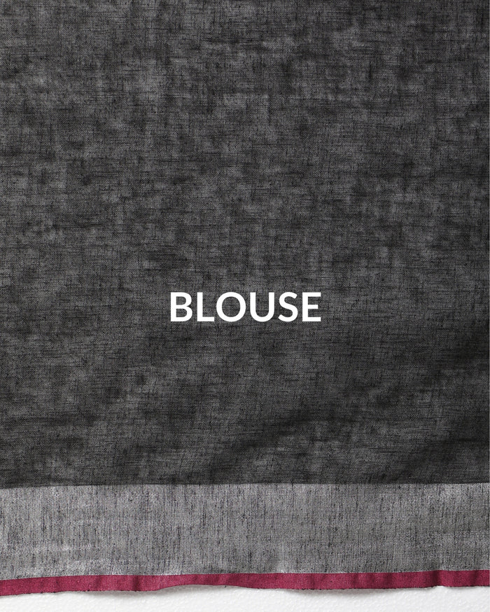 Tranquil Handwoven Pure Linen Black Saree