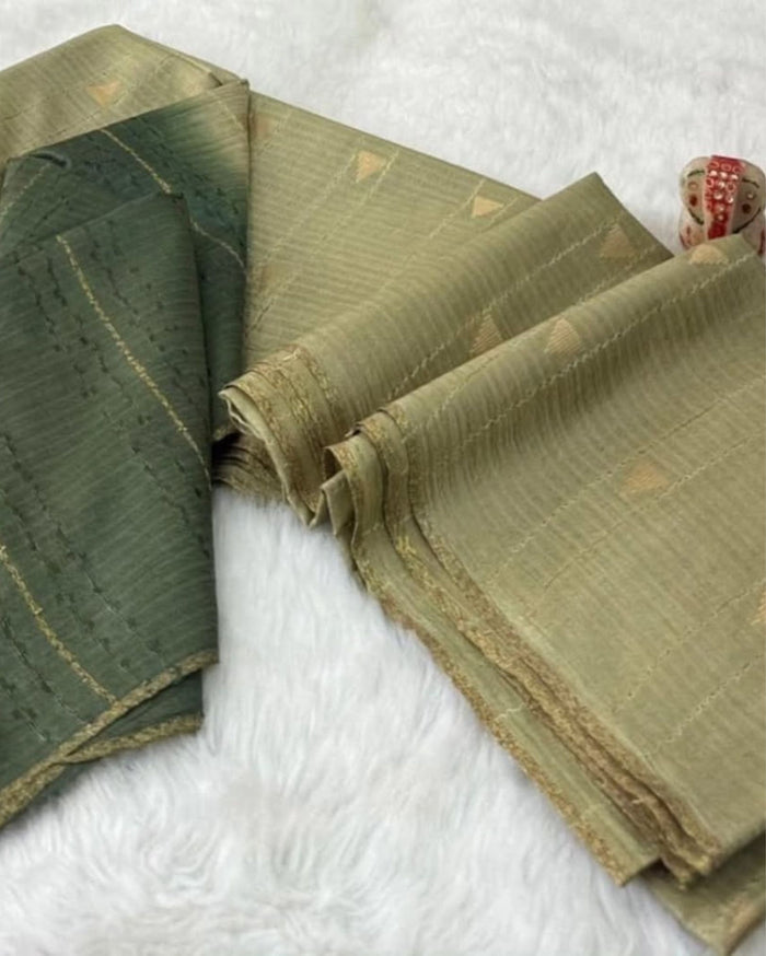 Indiehaat | Kota Silk Jacquard Weaving Saree Green