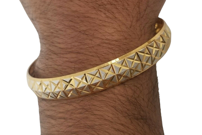 Two Tone Kara Silver Gold Plated XX Cross Design Bangle Hindu Sikh Singh Kaur U4R Bracelet Unisex Kada