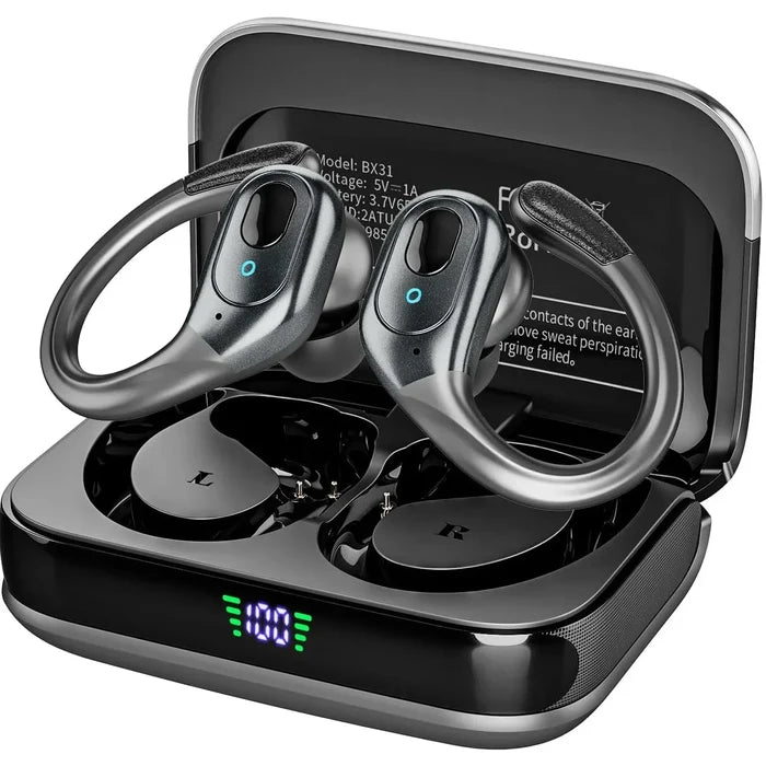TWS sports earbuds with charging case, designed for an active lifestyle and excellent sound quality.
