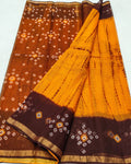 Indiehaat | Kota Cotton Bandhej Shibori Saree Red & Maroon
