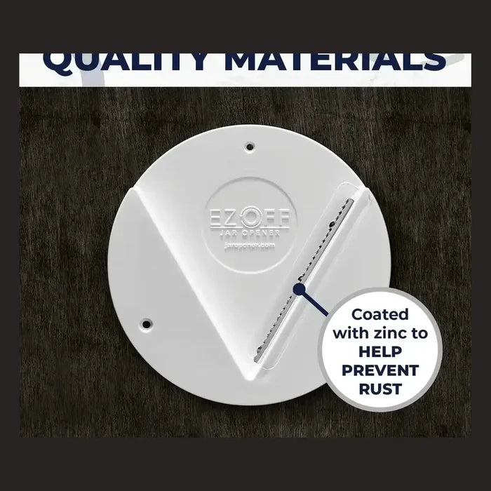 Under cabinet jar opener designed with quality materials to help prevent rust.