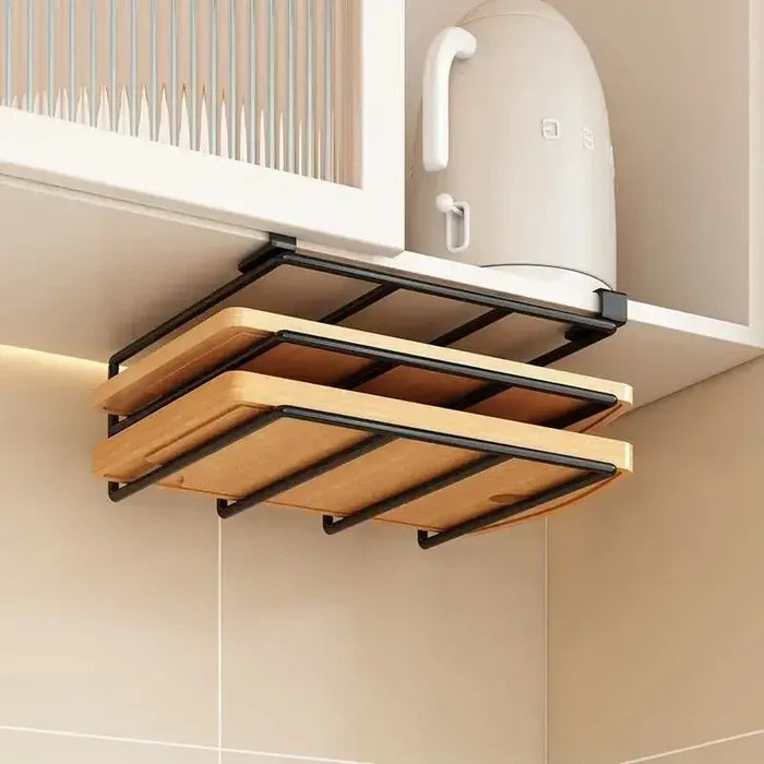 Close-up of the Under-Cabinet Kitchen Organizer Rack's sturdy mounting hardware