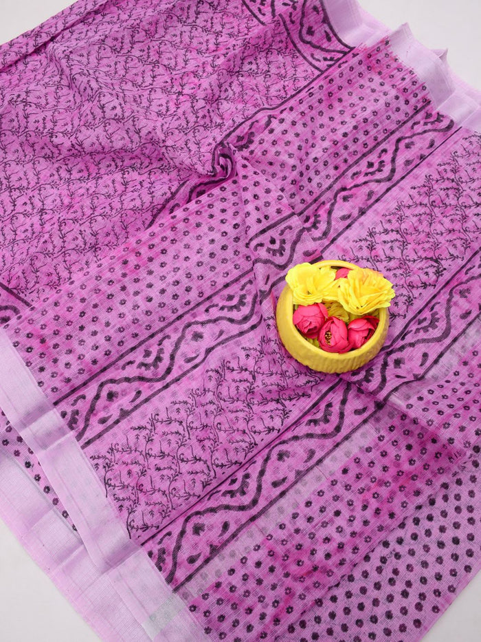 Indiehaat | Kota Doria Blockprint Saree