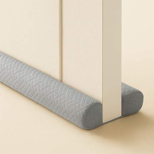 Ciieyuo Velvet Under Door Draft Stoppers Sound Blocker, 30-36", Grey 2 Pack - image 2