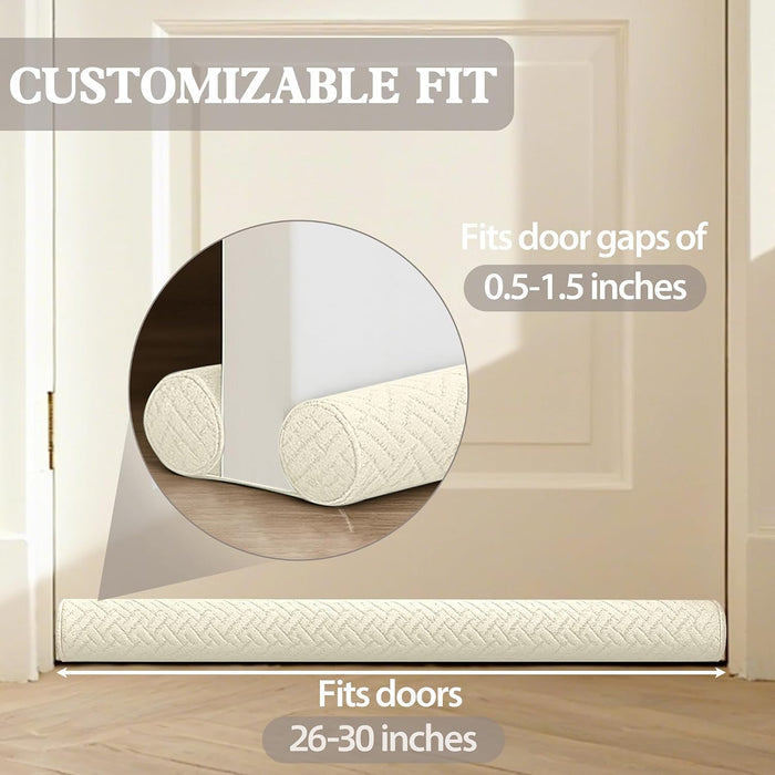 Ciieyuo Velvet Door Air Draft Stopper, Door Sound Blocker, 26-30", Beige - image 3