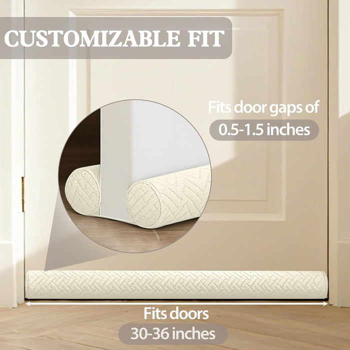 Ciieyuo Velvet Under Door Noise Stopper Draft Blocker, 30-36", Beige 2 Pack - image 3