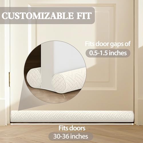 Ciieyuo Velvet Under Door Draft Stoppers Sound Blocker, 30-36", Grey 2 Pack - image 4