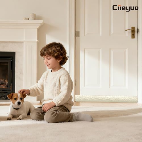 Ciieyuo Velvet Door Air Draft Stopper, Door Sound Blocker, 26-30", Beige - image 6