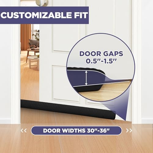 Ciieyuo Velvet Door Blocker, Adjustable 30-36 Inches - image 6
