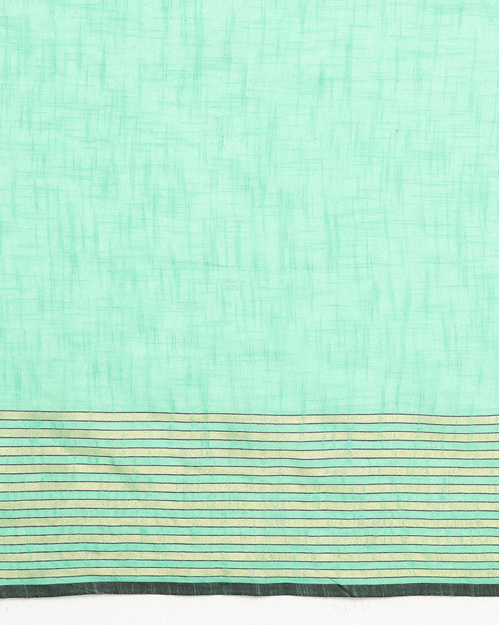 Verdant Khadi Linen Saree Medium Green