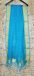 Organza Dupatta â€“ Blue â€“ Hand Dyed â€“ Indiehaat