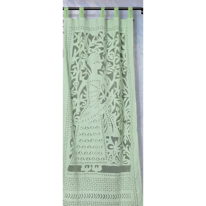 Applique Work Wall Hanging Green Curtain
Size - 44"X84" (3.5 X 7 Ft)-Indiehaat