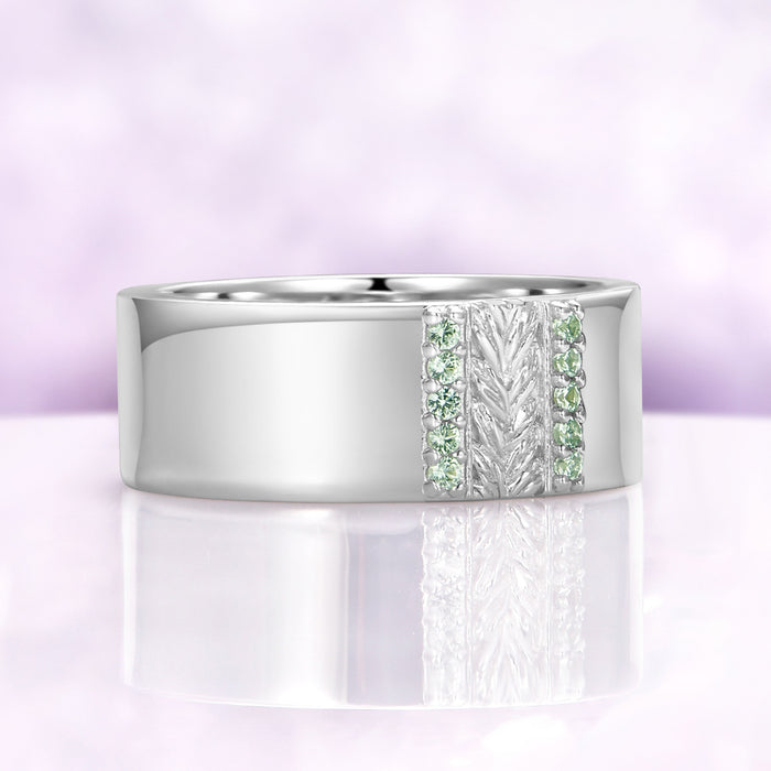 Rotated view showing the flat profile, mirror polish and five tourmalines per channel