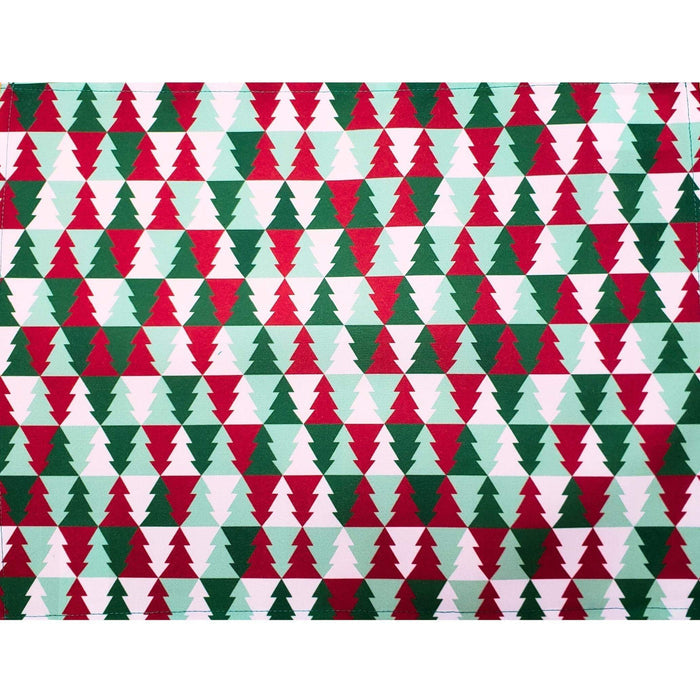 Set of 4 Placemats Christmas Tree Tile Cloth Waterproof 17" by 13" -  Green-0