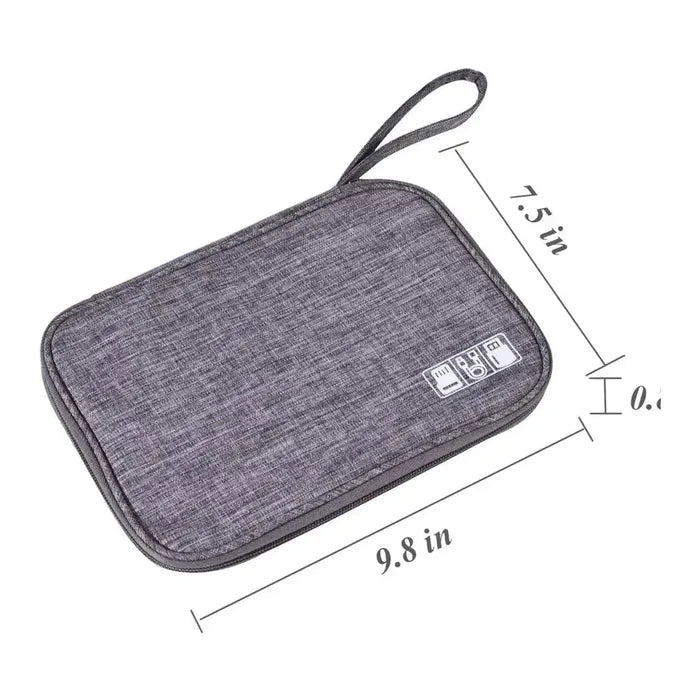 Waterproof electronics organizer bag dimensions 9.8 x 7.5 inches for tidy cable storage while traveling.