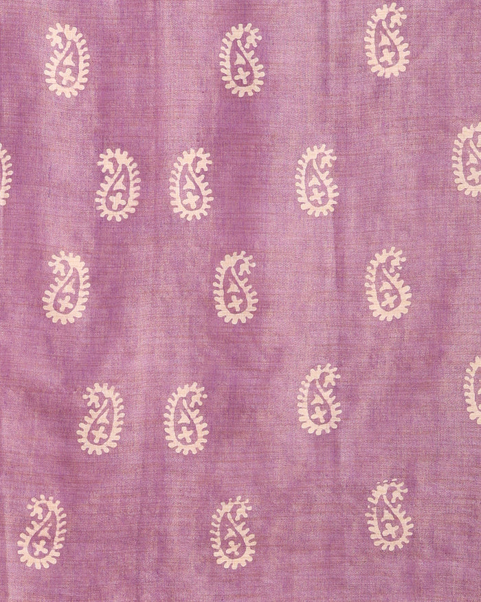 Wax Batik Hand Dyed Khadi Silk Purple Suit (T+B+D)