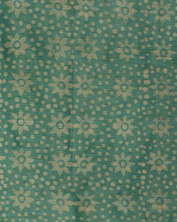 Wax Batik Hand Dyed Khadi Silk Sea Green Suit (T+B+D)