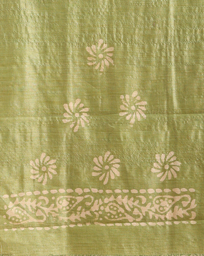 Wax Batik Hand Dyed Khadi Silk Sea Green Suit (T+B+D)