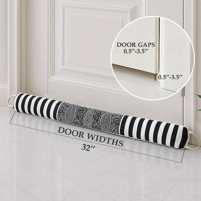 Ciieyuo 32" Decorative Wind Stopper Under Door Draft Stopper for Door & Window, Heavy Weighted Fabric Air Draft Noise Blocker Stopper Gap Filler for Bottom of Door with Hanging Loops - image 3