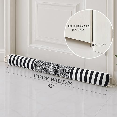 Ciieyuo 32" Decorative Wind Stopper Under Door Draft Stopper for Door & Window, Heavy Weighted Fabric Air Draft Noise Blocker Stopper Gap Filler for Bottom of Door with Hanging Loops - image 4