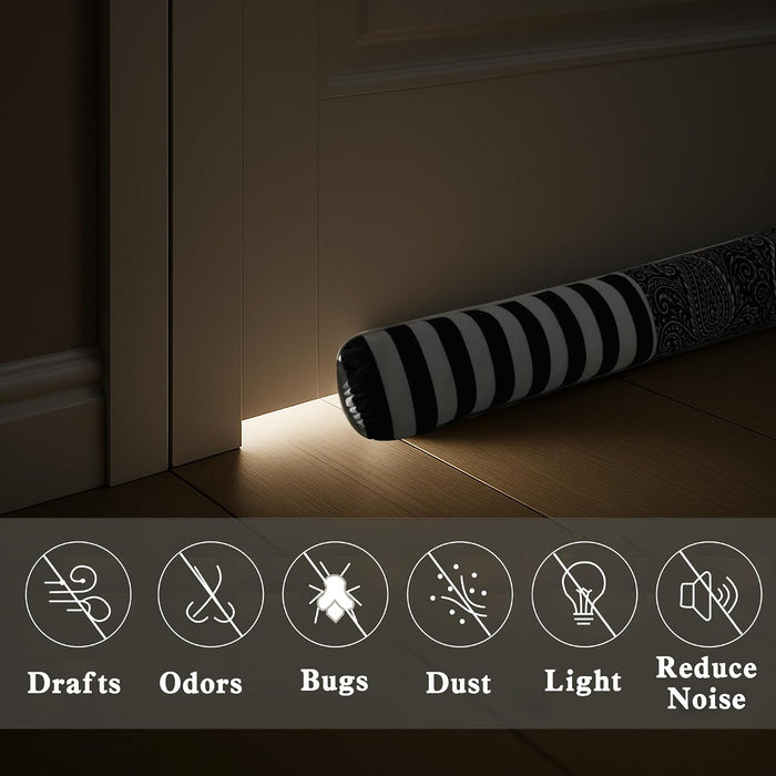 Ciieyuo 32" Decorative Wind Stopper Under Door Draft Stopper for Door & Window, Heavy Weighted Fabric Air Draft Noise Blocker Stopper Gap Filler for Bottom of Door with Hanging Loops - image 5
