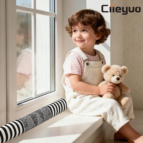 Ciieyuo 32" Decorative Wind Stopper Under Door Draft Stopper for Door & Window, Heavy Weighted Fabric Air Draft Noise Blocker Stopper Gap Filler for Bottom of Door with Hanging Loops - image 8