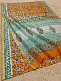 Indiehaat | Blockprint Chanderi Silk Saree Orange | Elegance in Silk