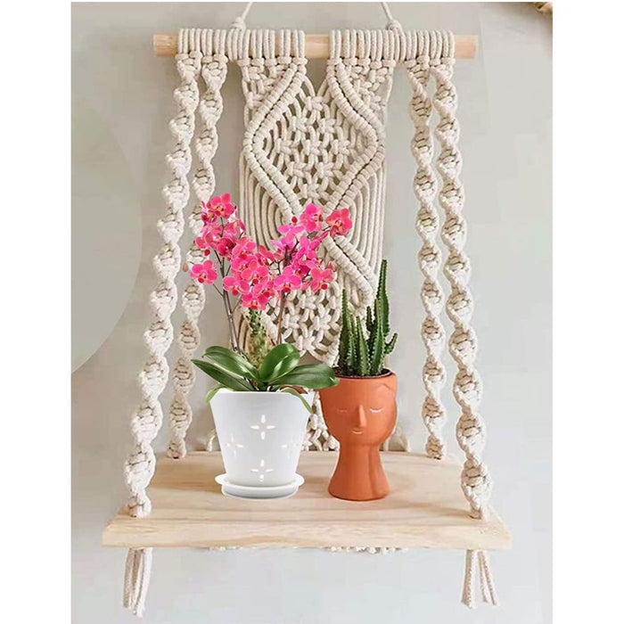 White Hanging Wooden Shelf 
Size: 24" Long 
Plank : 5"X12"-Indiehaat