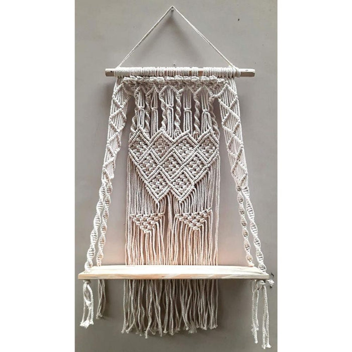 White Hanging Wooden Shelf 
Size: 24" Long 
Plank : 5"X16"-Indiehaat
