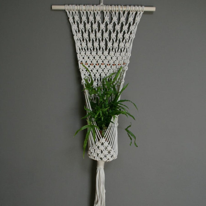 White Macrame Plant Hanger (Single)
Size: 13X32" Long-Indiehaat