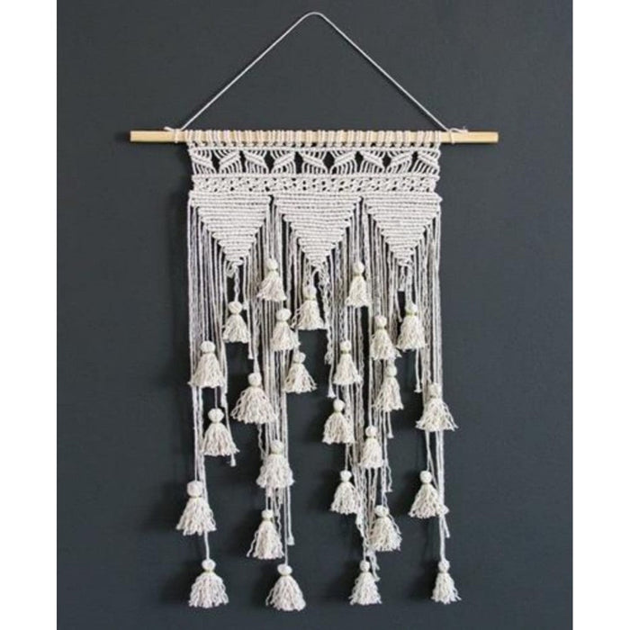 White Macrame Wall Hanging 
Size: 14X33-Indiehaat