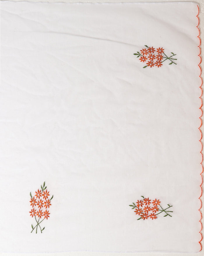 White Pure Kota Doria Saree Embroidered