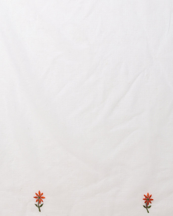 White Pure Kota Doria Saree Embroidered