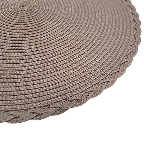 Set of 4 Tabletop Collection Indoor/Outdoor Noar Fendi Round Placemat 15" Dia-2