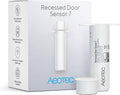 Aeotec Recessed Door Sensor 7 packaging and device, a recessed z-wave door sensor for invisible smart home window security.