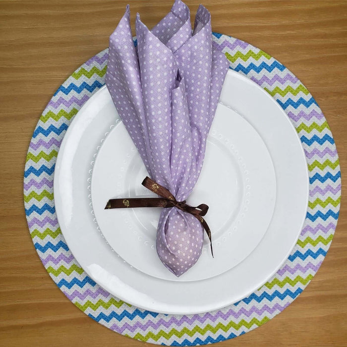 Charlo's Set of 4 Round Placemats Covers Paint ZigZag II 14 Dia inch-1