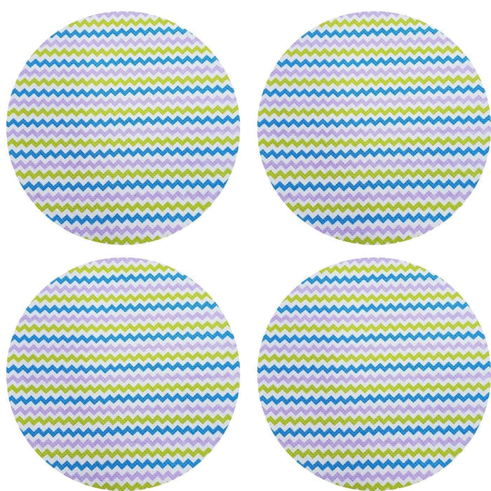 Charlo's Set of 4 Round Placemats Covers Paint ZigZag II 14 Dia inch-4